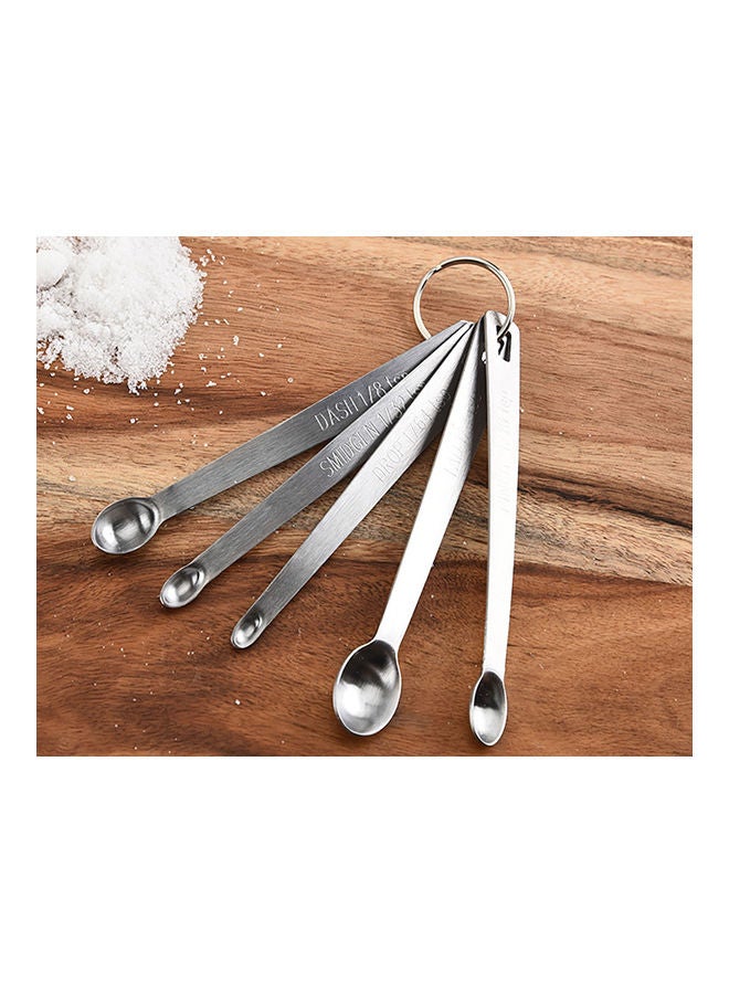 5-Piece Mini Measuring Spoon Set Stainless 13.0x4.0x3.0cm - Image 3