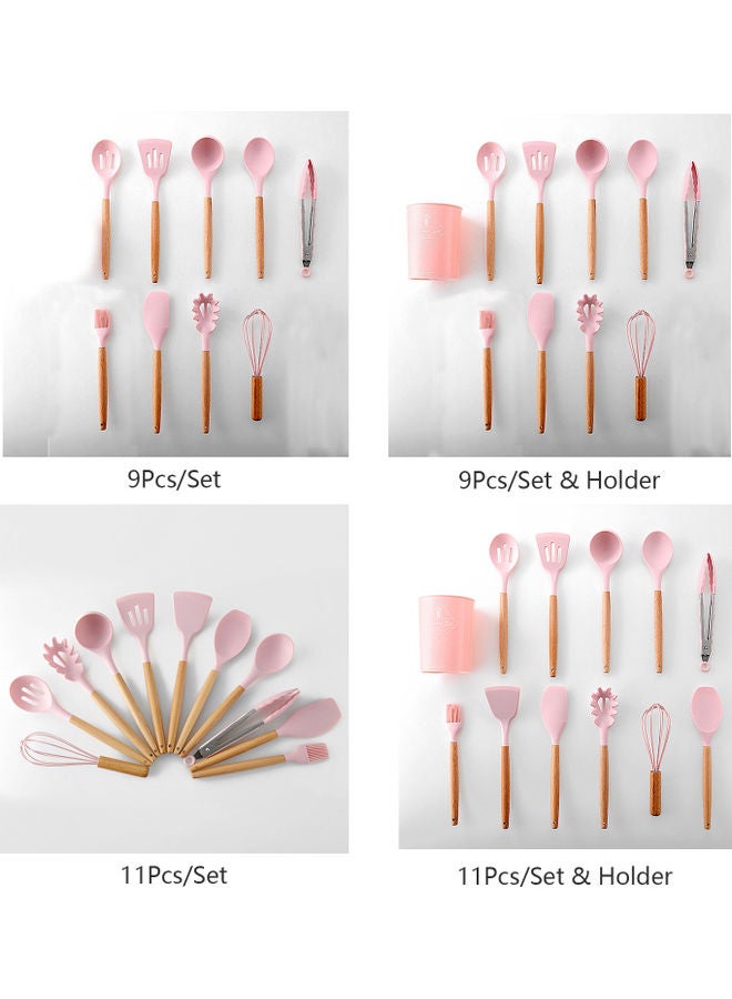 طقم أدوات للطهي من 11 قطعة وردي / بيج - Image 4
