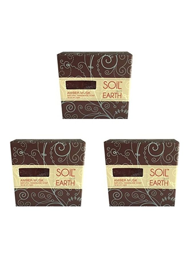 Soil And Earth - 3-Piece Amber Musk Natural Handmade Soap Clear 125grams - Image 1
