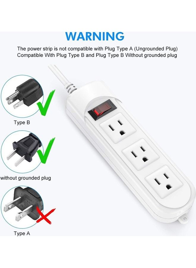 Electric Shockproof Extension Board With 4 Outlets And Overload Protection White  - Image 3