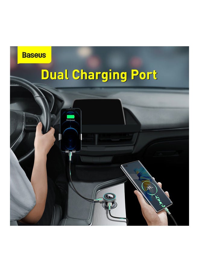 Baseus - Bluetooth FM Transmitter 5.0 Car Wireless MP3 Charger 5V/3.4A Dual USB Adapter with LED Digital Display Multi-functional Ports Car Kit Built-in Mic Support Hands-Free Calls, AUX TF Card Flash Drive - Image 1