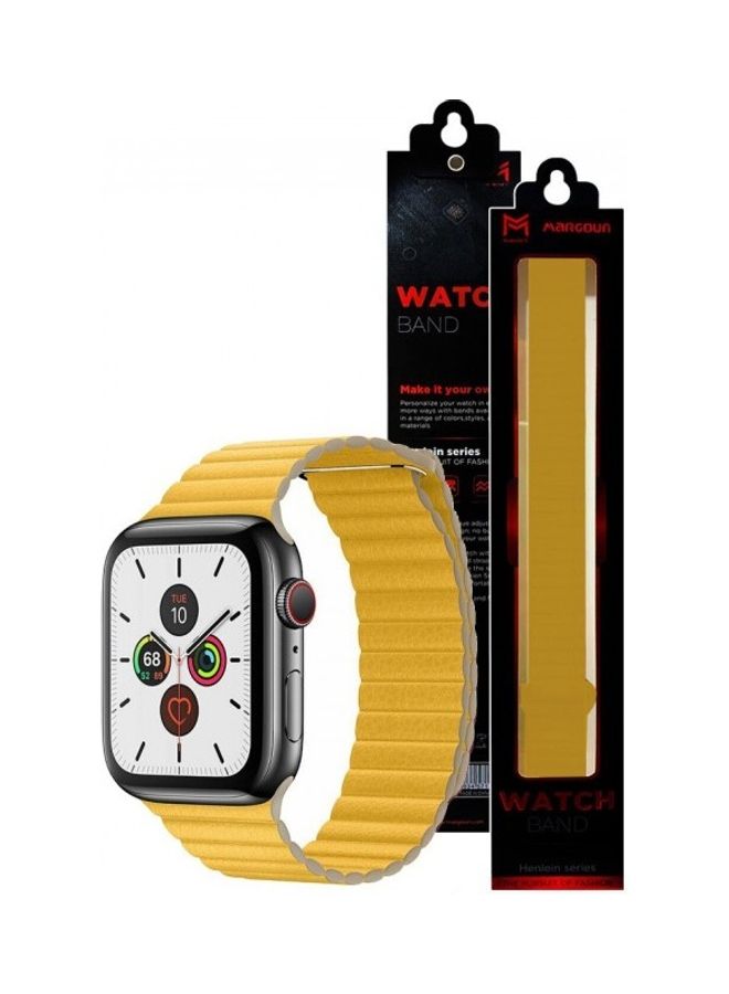 MARGOUN - Apple Watch Band 38mm/40mm/41mm Leather Loop Watch Strap Compatible with iWatch Series 8/7/SE/6/5/4/3/2/1 Yellow - Image 1