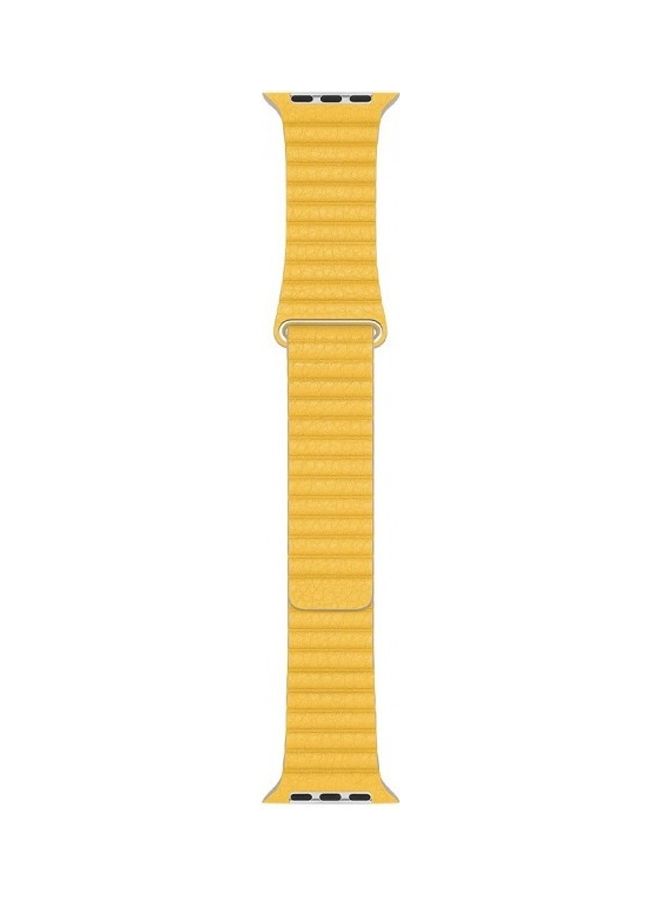 مارجون Apple Watch Band 42mm/44mm/45mm Leather Loop Watch Strap Compatible with iWatch Series Ultra/8/7/SE/6/5/4/3/2/1 Yellow - Image 2