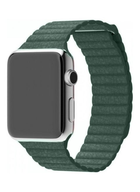 Apple Watch Band 42mm/44mm/45mm Leather Loop Watch Strap Compatible with iWatch Series Ultra/8/7/SE/6/5/4/3/2/1 Dark Green