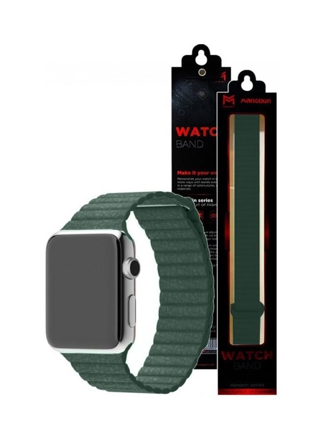 Apple Watch Band 42mm/44mm/45mm Leather Loop Watch Strap Compatible with iWatch Series Ultra/8/7/SE/6/5/4/3/2/1 Dark Green