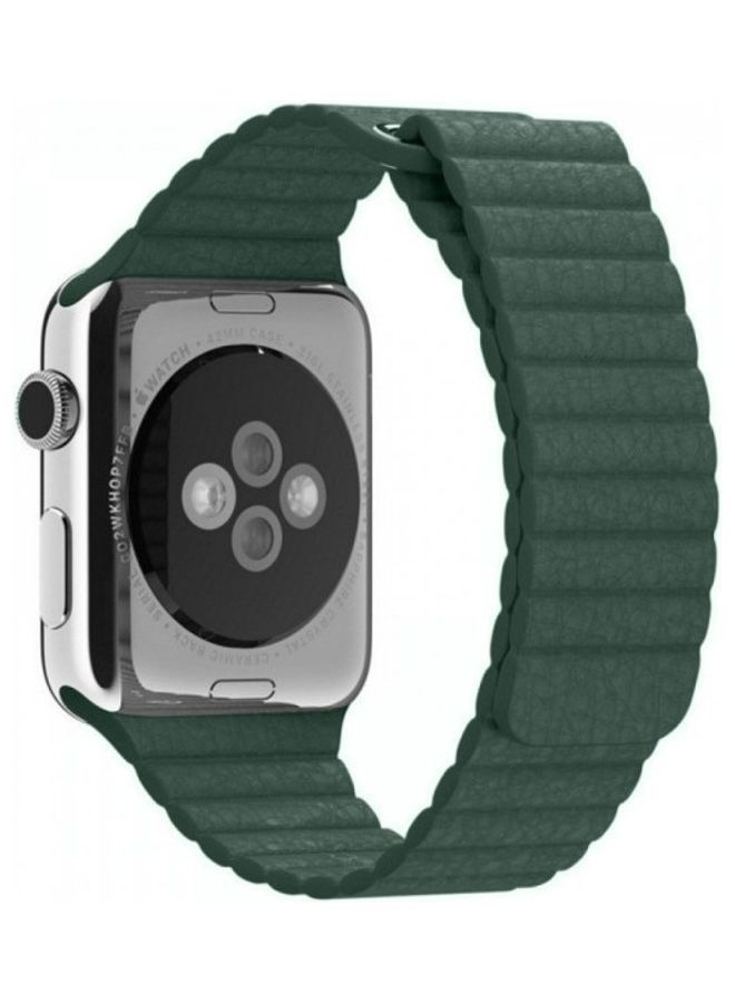 Apple Watch Band 42mm/44mm/45mm Leather Loop Watch Strap Compatible with iWatch Series Ultra/8/7/SE/6/5/4/3/2/1 Dark Green