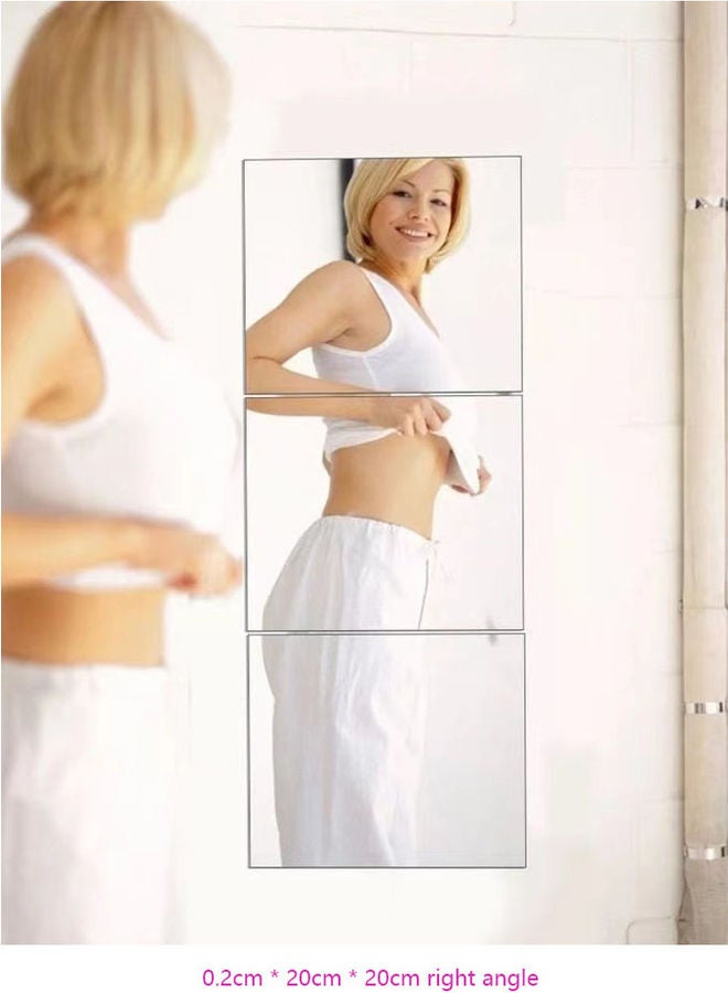 فليلي ملصق جداري بتصميم شكل مرآة من 4 قطع فضي 20x20 cm - Image 4