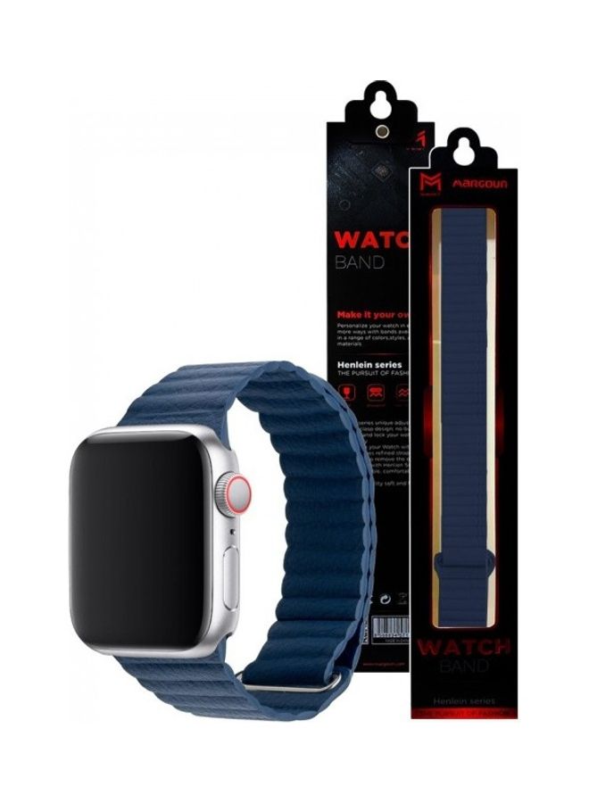 Apple Watch Band 38mm/40mm/41mm Leather Loop Watch Strap Compatible with iWatch Series 8/7/SE/6/5/4/3/2/1 Dark Blue