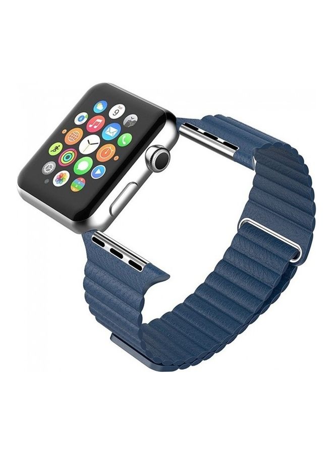 Apple Watch Band 38mm/40mm/41mm Leather Loop Watch Strap Compatible with iWatch Series 8/7/SE/6/5/4/3/2/1 Dark Blue