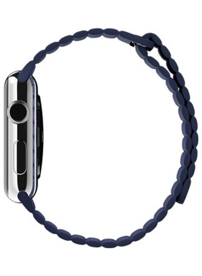 Apple Watch Band 38mm/40mm/41mm Leather Loop Watch Strap Compatible with iWatch Series 8/7/SE/6/5/4/3/2/1 Dark Blue
