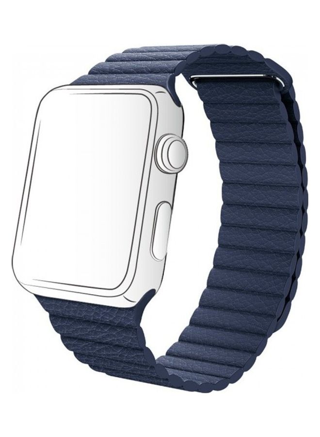 Apple Watch Band 38mm/40mm/41mm Leather Loop Watch Strap Compatible with iWatch Series 8/7/SE/6/5/4/3/2/1 Dark Blue
