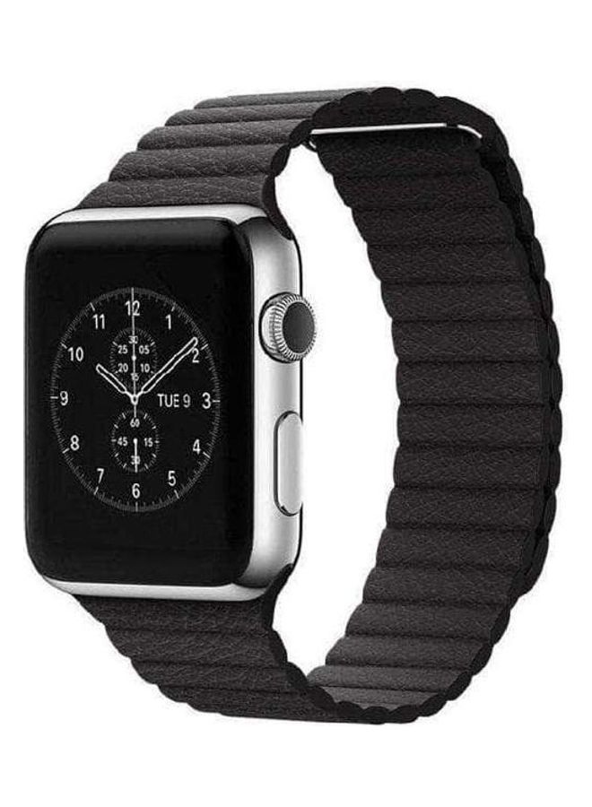 MARGOUN - Apple Watch Band 38mm/40mm/41mm Leather Loop Watch Strap Compatible with iWatch Series 8/7/SE/6/5/4/3/2/1 Black - Image 1
