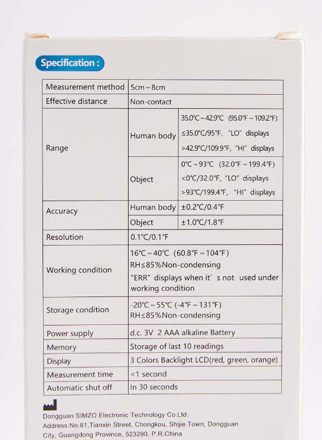 Simzo Infrared Forehead Thermometer  - Image 4