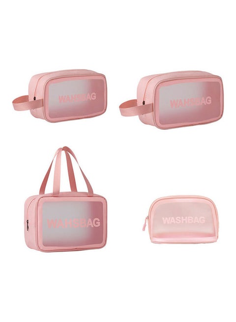 4-Piece Transparent Cosmetic Bag Pink