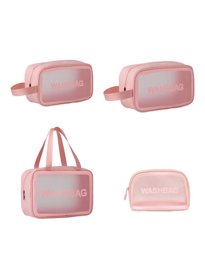 Generic 4-Piece Transparent Cosmetic Bag Pink - Image 1