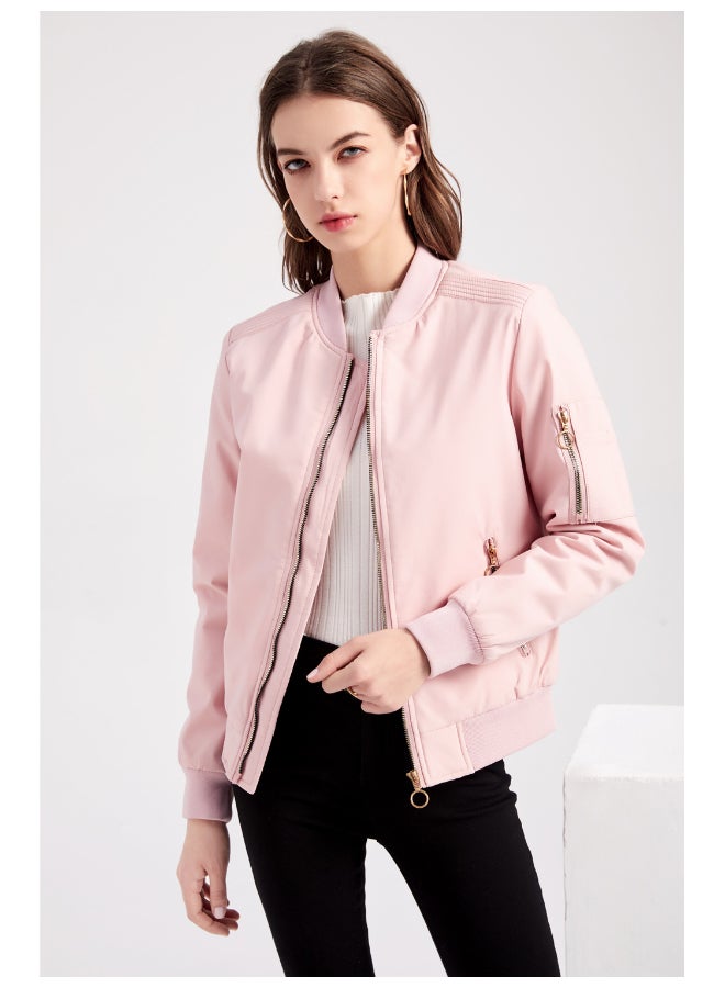 Joychic - Zipper Bomber Jacket Pink - Image 1