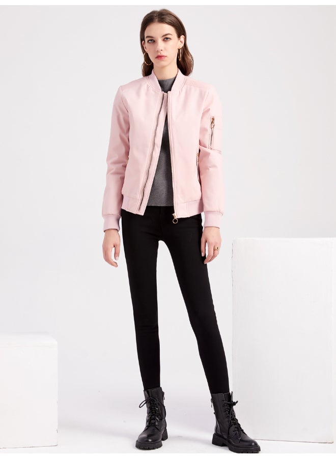 Joychic - Zipper Bomber Jacket Pink - Image 1
