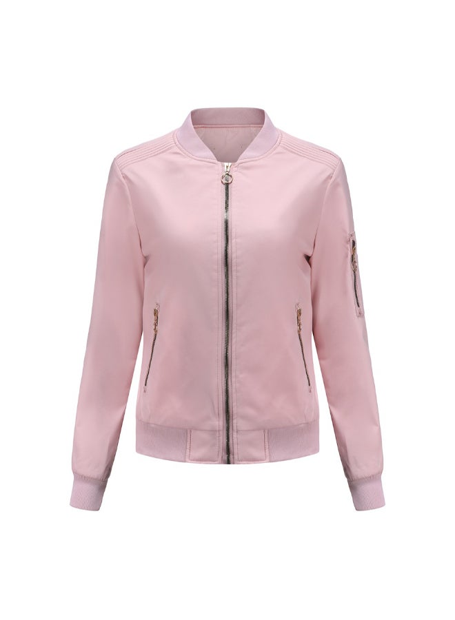 Joychic - Zipper Bomber Jacket Pink - Image 1