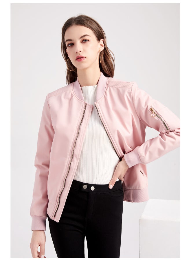 Joychic - Zipper Bomber Jacket Pink - Image 1