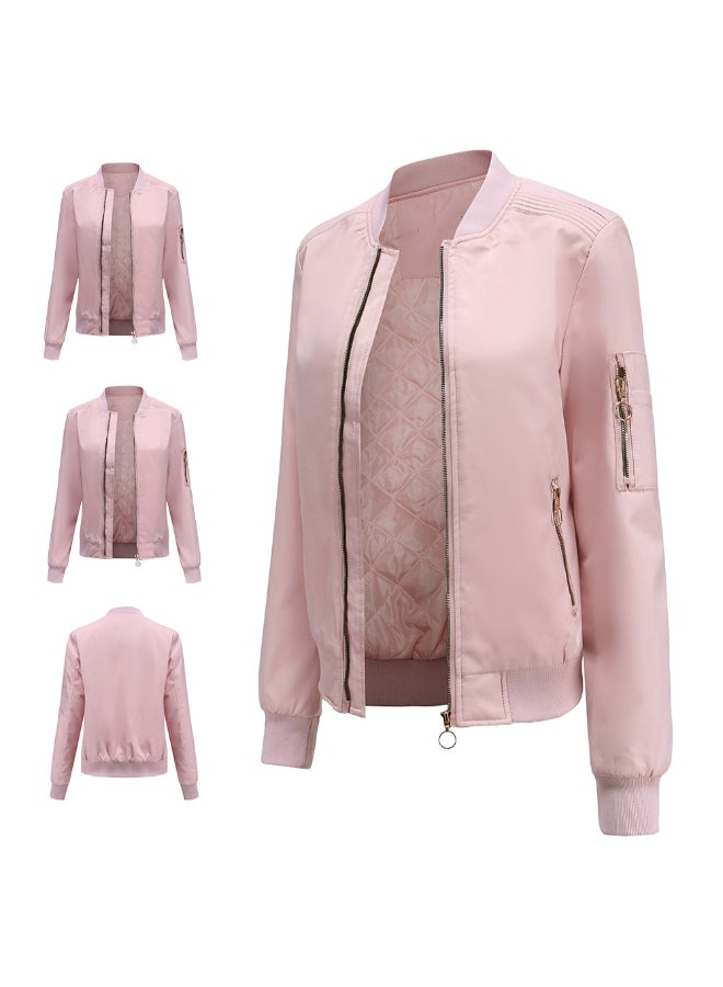 Joychic - Zipper Bomber Jacket Pink - Image 1