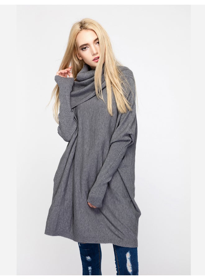 Joychic Turtle Neck Loose Sweater Grey - Image 1