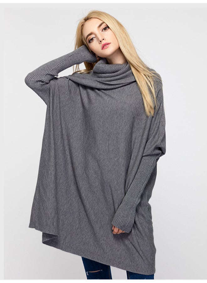 Joychic Turtle Neck Loose Sweater Grey - Image 2