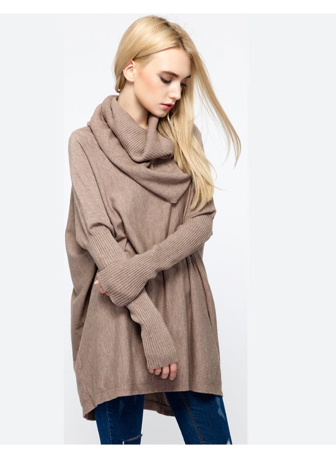 Joychic Turtle Neck Loose Sweater Khaki  - Image 1