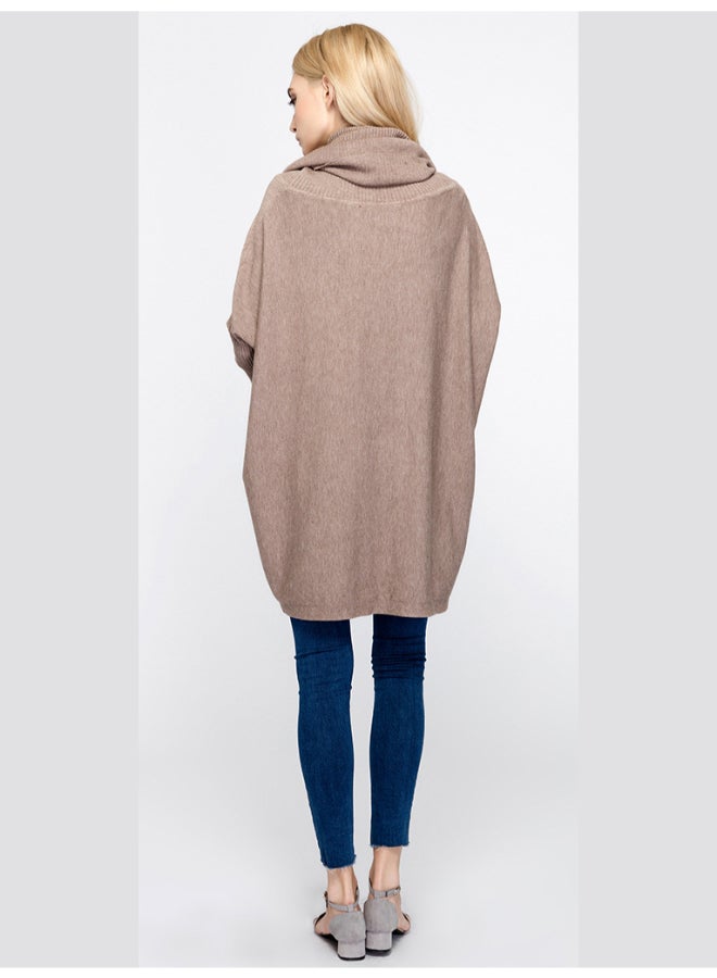 Joychic Turtle Neck Loose Sweater Khaki  - Image 2