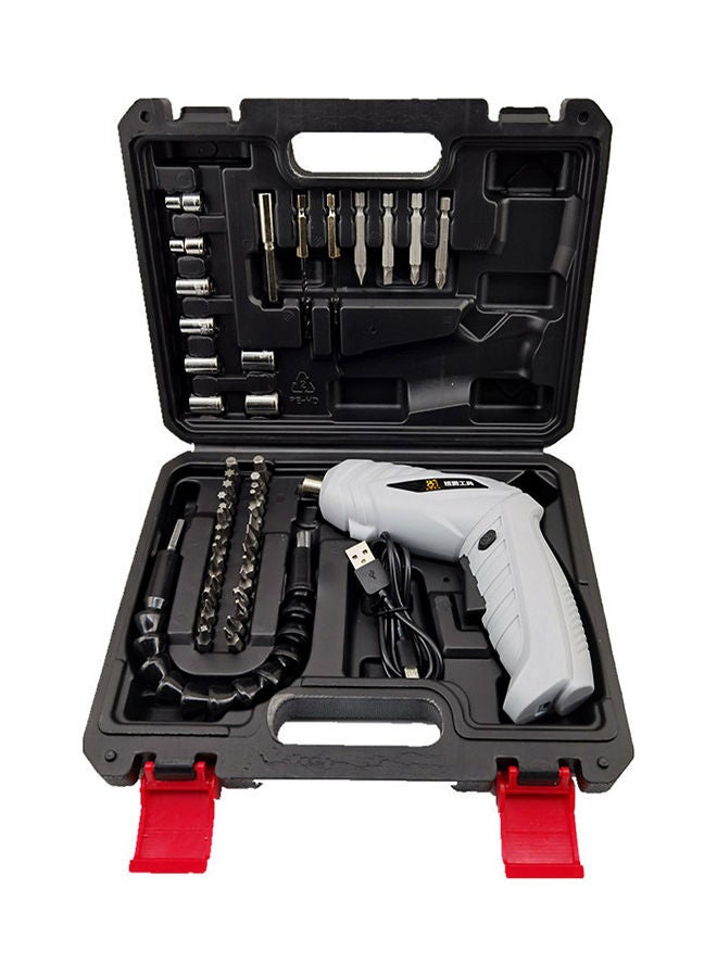 Generic 3.6 Volt Cordless Electric Screwdriver Kit with LED Light White/Black  - Image 1