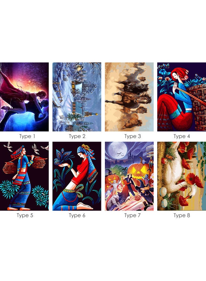 Dancing People Landscape Pattern Craft Hand painted DIY Oil Painting On Canvas Paint By Number Kit Multicolor 16x20inch - Image 3