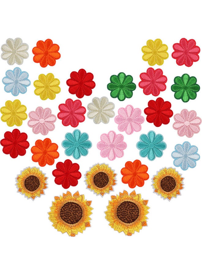 30-Piece Sew Mixed Embroidery Cloth Stickers Multicolour - Image 1