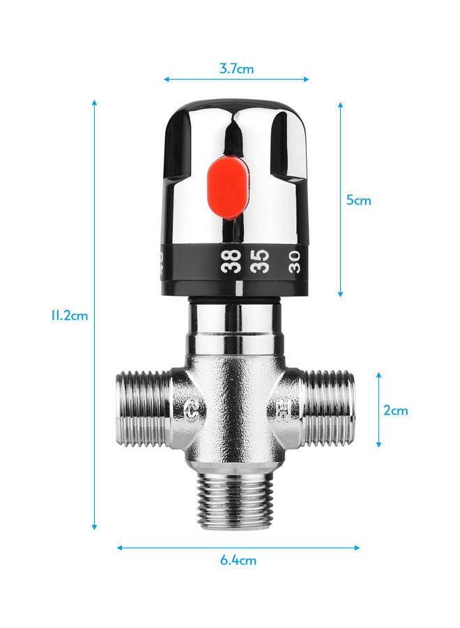 Generic - Bathroom Adjustable Thermostatic Temperature Control Valve Hot Cold Water Shower Silver 13x5x7cm - Image 1