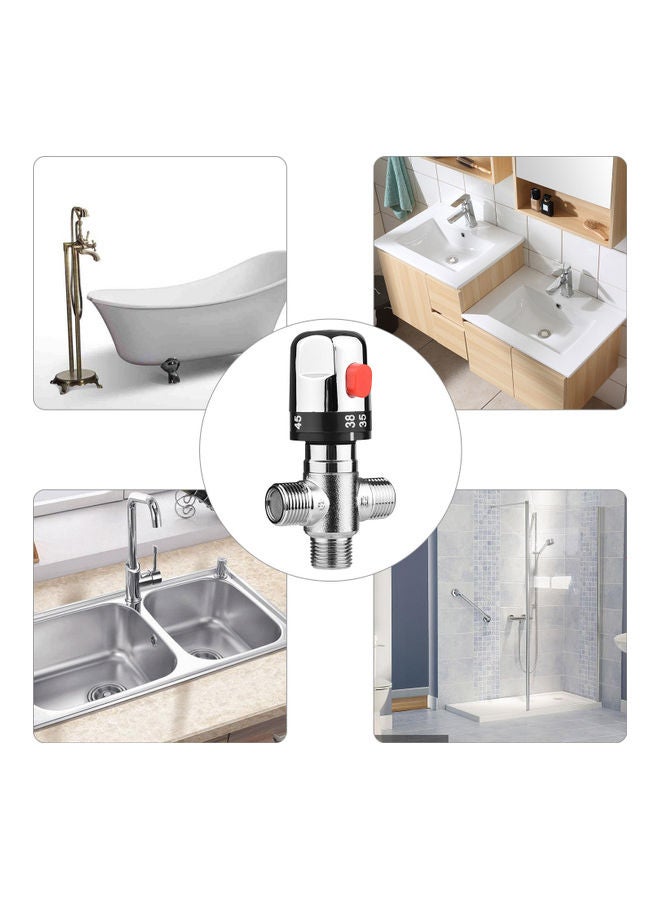 Generic - Bathroom Adjustable Thermostatic Temperature Control Valve Hot Cold Water Shower Silver 13x5x7cm - Image 1