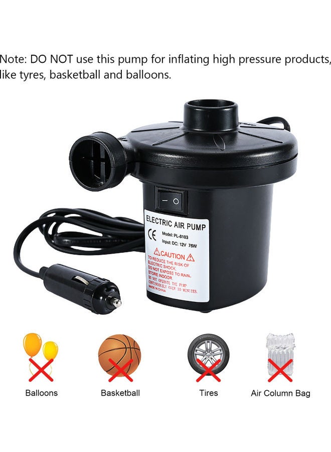 12V Multi-Purpose Electric Air Pump Black 13x10x12cm - Image 4
