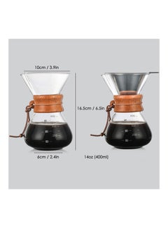 Generic Pour Over Coffee Maker 14oz Paperless Glass Carafe with Stainless Steel Filter And Wood Sleeve Brown/Clear  - Image 5
