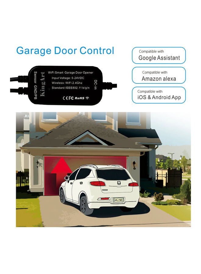 Wi-Fi Switch Intelligent Garage Door Opener Controller Smart Life APP Control Black 10x10x5cm - Image 2