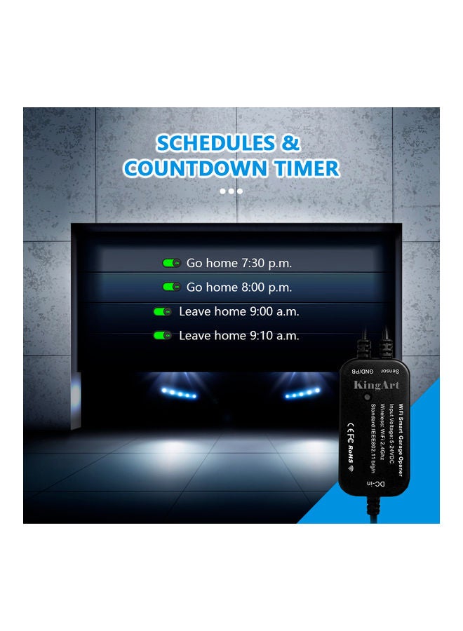 Wi-Fi Switch Intelligent Garage Door Opener Controller Smart Life APP Control Black 10x10x5cm - Image 4