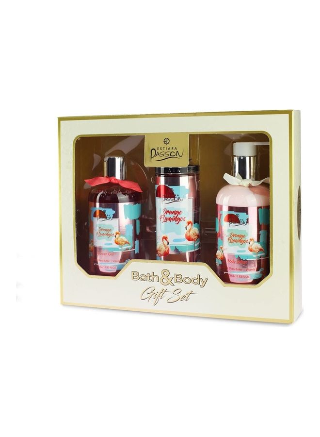 Estiara Passion 3-Piece Orange Flamingo Bath And Body Gift Set Clear 950ml  - Image 2