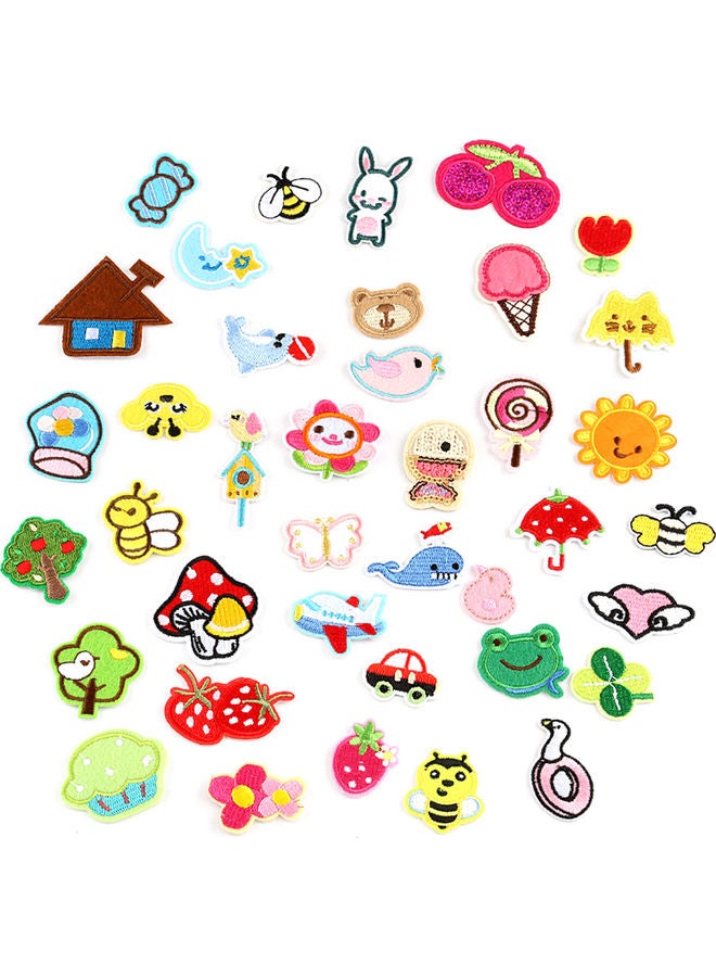 39-Piece Iron Sew Mixed Embroidery Cloth Stickers Multicolour - Image 1