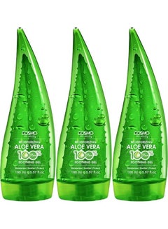 COSMO Pack Of 3 Pure Aloe Vera Moisturizing Soothing Gel Clear 165ml  - Image 1