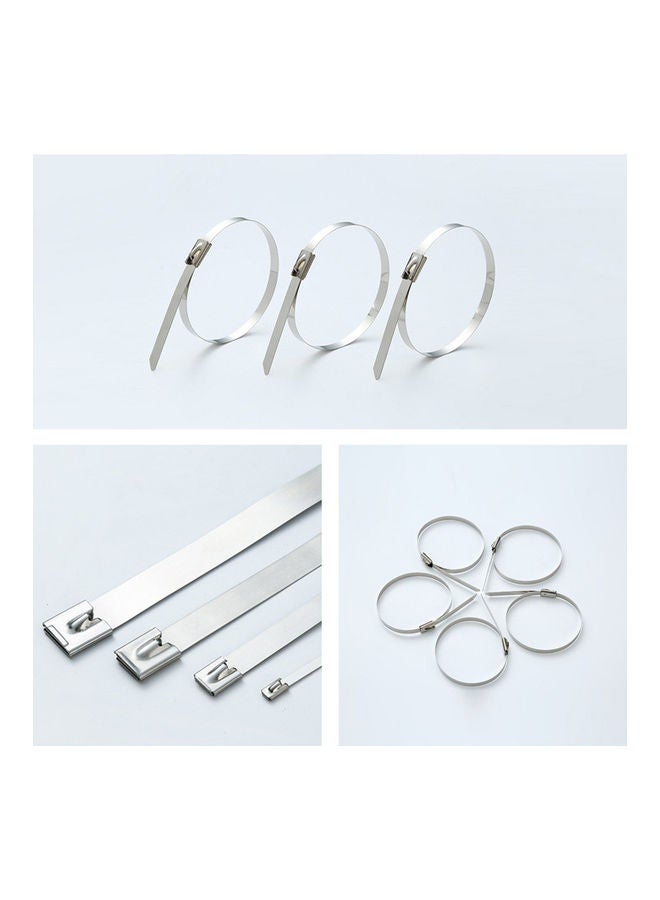 100-Piece Stainless Steel Zip Ties Silver - Image 3