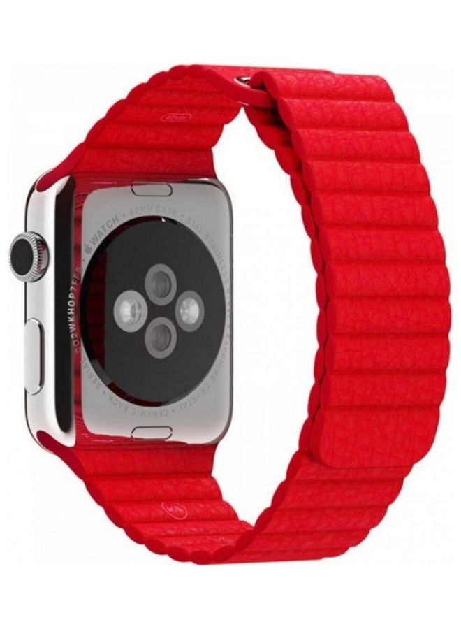 MARGOUN - Apple Watch Band 38mm/40mm/41mm Leather Loop Watch Strap Compatible with iWatch Series 8/7/SE/6/5/4/3/2/1 Red - Image 1