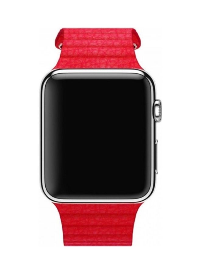 MARGOUN - Apple Watch Band 38mm/40mm/41mm Leather Loop Watch Strap Compatible with iWatch Series 8/7/SE/6/5/4/3/2/1 Red - Image 1