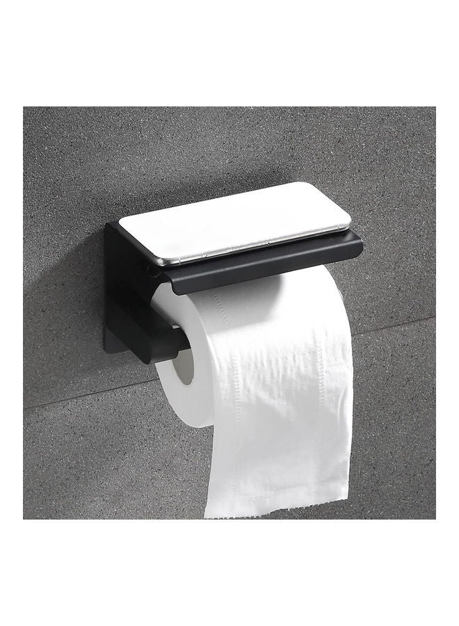 Generic Wall Mounted Toilet Paper Holder With Anti Rust Modern Shelf Black 10.50x4.50x10.50cm  - Image 3