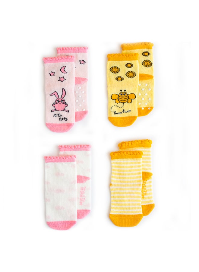Milk & Moo 4 Pairs Casual Comfortable Socks Multicolour  - Image 1