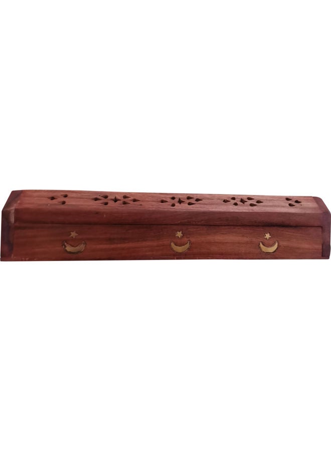 Wooden Engraved Incense Burner Holder Brown 30x6cm - Image 1