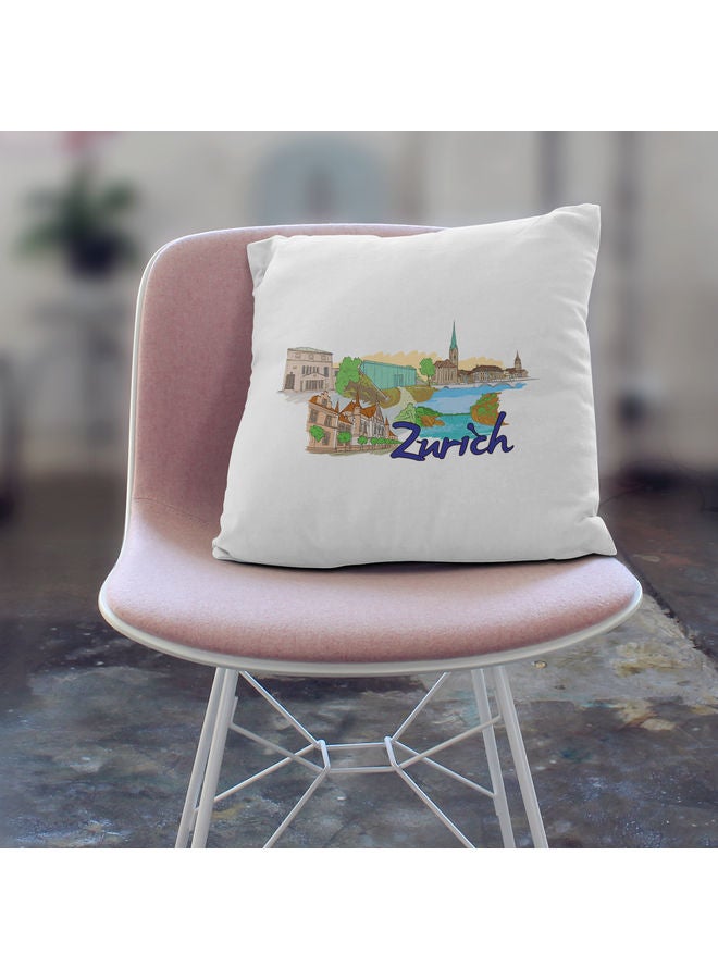 وسادة زينة بتصميم مدينة زيورخ وعبارة "Zurich" منتج متعدد الألوان - Image 3