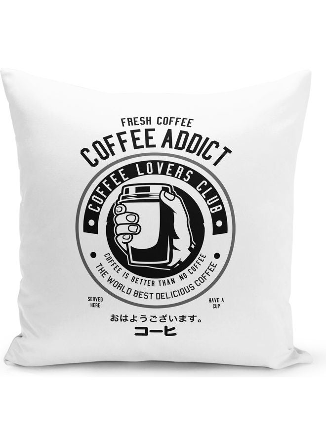 Coffee Addict Printed Decorative Pillow White/Black - Image 1