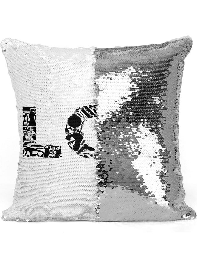 LOL Themed Sequin Decorative Throw Pillow White/Black/Silver 40x40cm - Image 3