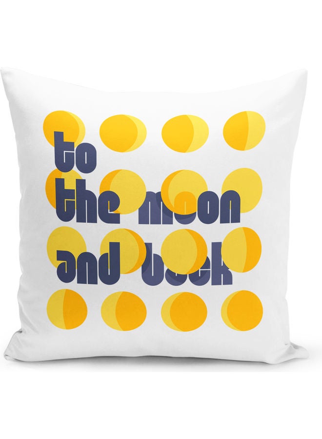 Moon Back Quote Themed Decorative Throw Pillow White/Blue/Yellow 40x40cm - Image 1